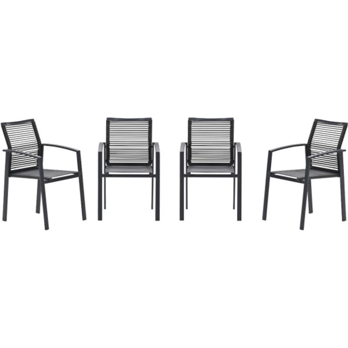 Garden Impressions Cosmo tuinstoelen set van 4 – carbon black / rope dark grey