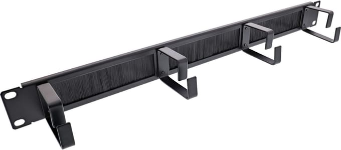 19 inch doorvoerpaneel met borstel en 4 ogen (G-type) | 1U | zwart