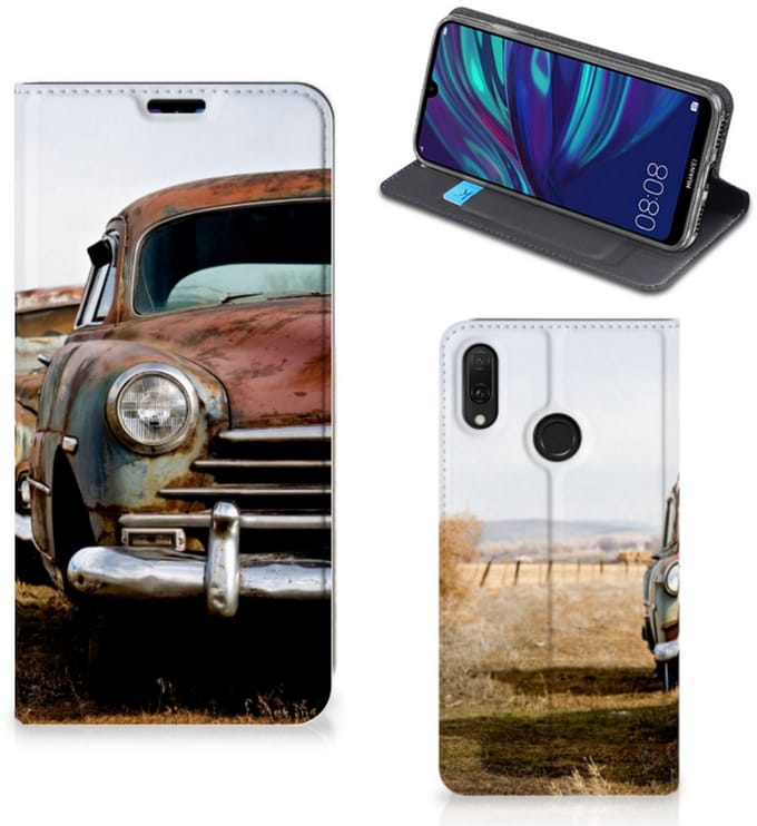 Huawei Y7 hoesje Y7 Pro (2019) Stand Case Vintage Auto