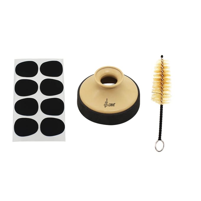 3-in-1 Saxofoon Sax Accessoires Kit Inclusief Sax Mute Silencer + Mondstukborstel + Mondstuk beige
