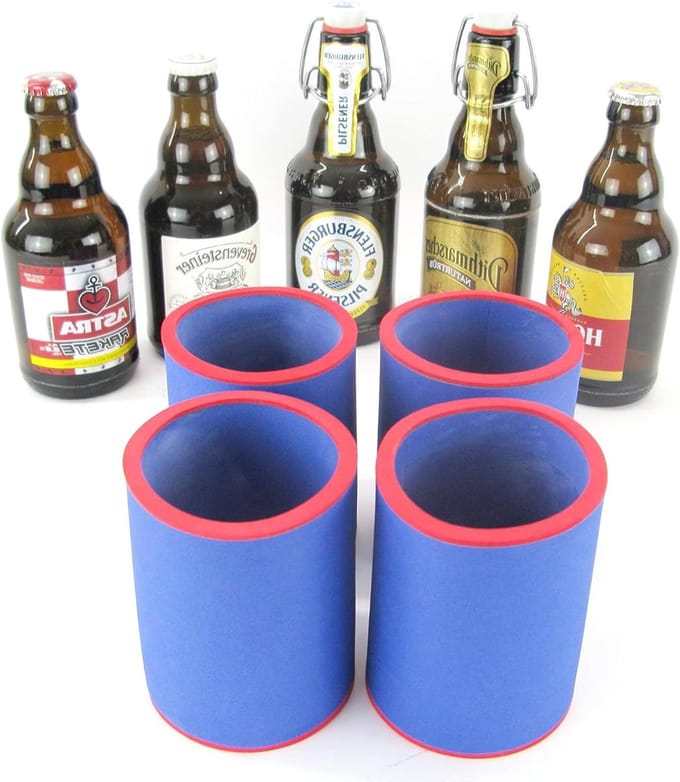 Drankenkoeler Set - Bierkoeler Flessenhouder - Dranken Koel Houden - Extra Dik Neopreen - 4 Stuks 033L - Blauw