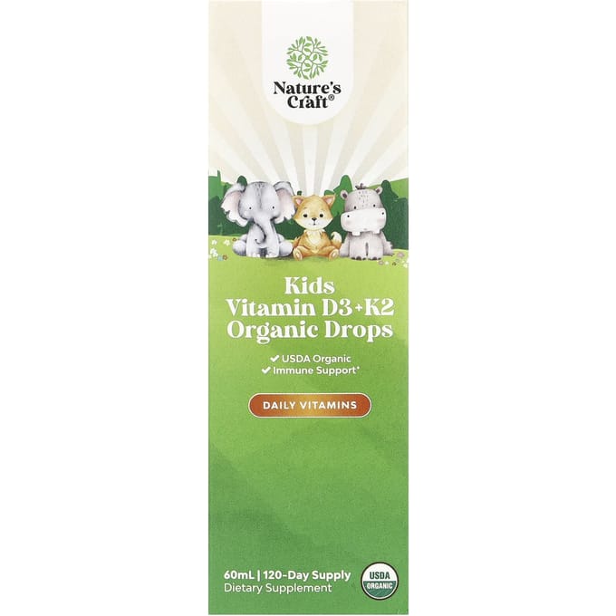 Nature's Craft, Vitamine D3 + K2 Bio pour Enfants, Gouttes, 60 ml