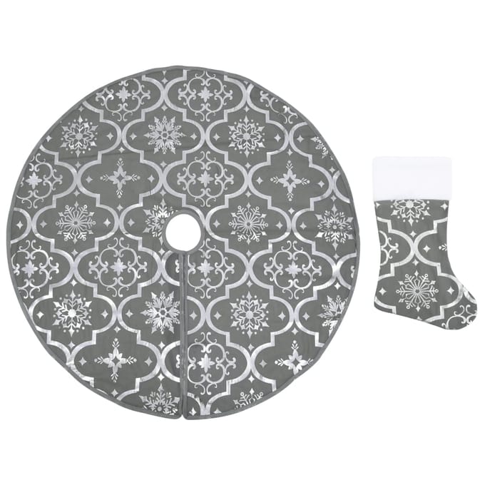 vidaXL - Kerstboomrok - luxe - met - sok - 90 - cm - stof - grijs