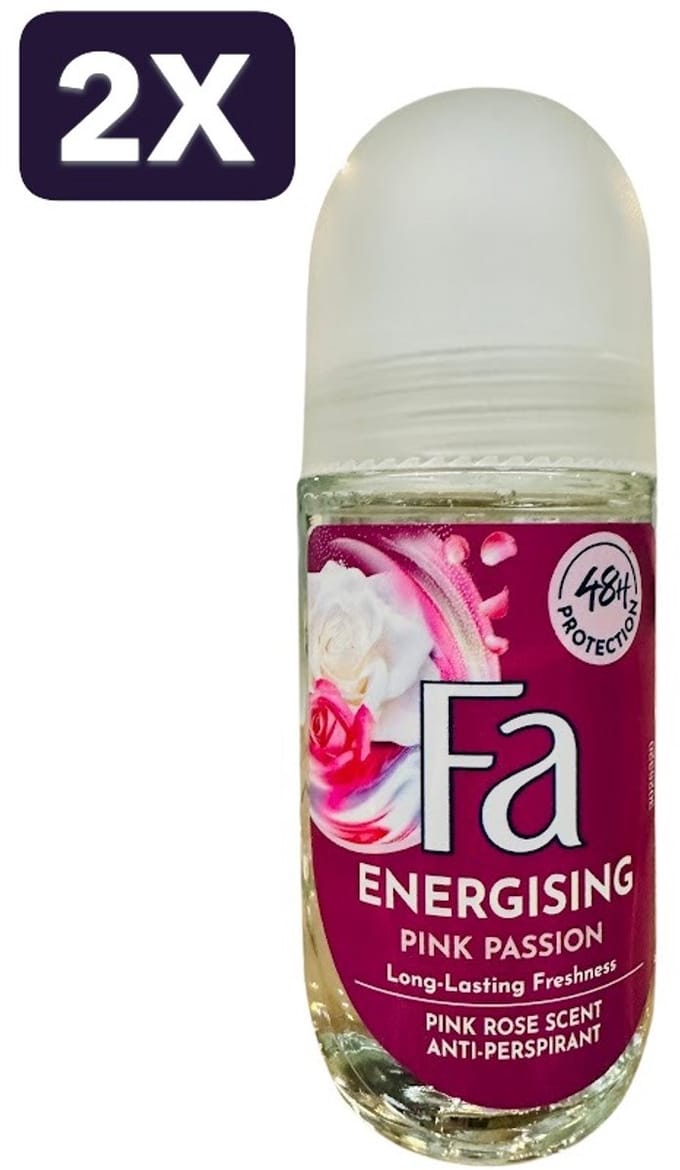 2 x Fa - Deodorant - Roller - Pink Passion - Pink Rose Scent - 50ml