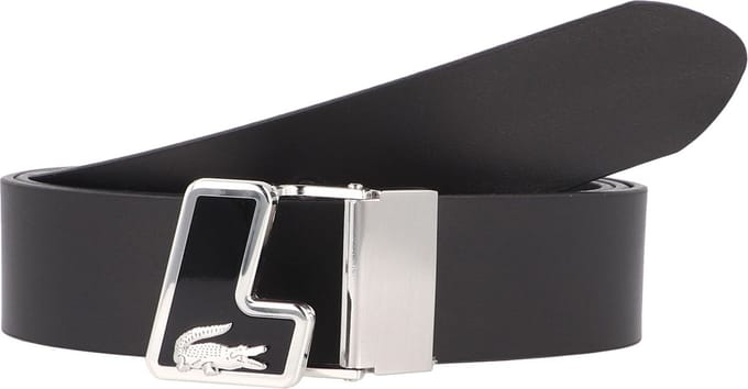 LACOSTE Leren Riem Plain Leather Belt W100 Noir Zwart
