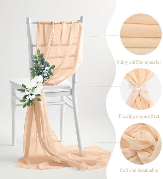 Beige chiffon tafelloper met boho-styl - Zeynomax