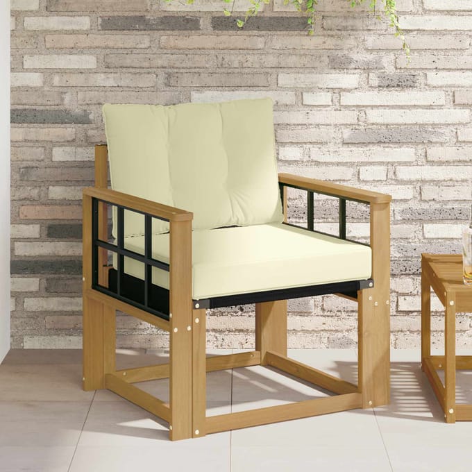 vidaXL - Buitensofa - Massief - Acaciahout - en - Textilene - Wit