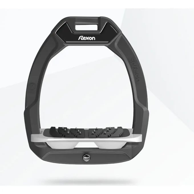 Veiligheidsirons Paardrijden Hellend Ultra Grip Antraciet/Grijs/Wit Flex-On Safe-On