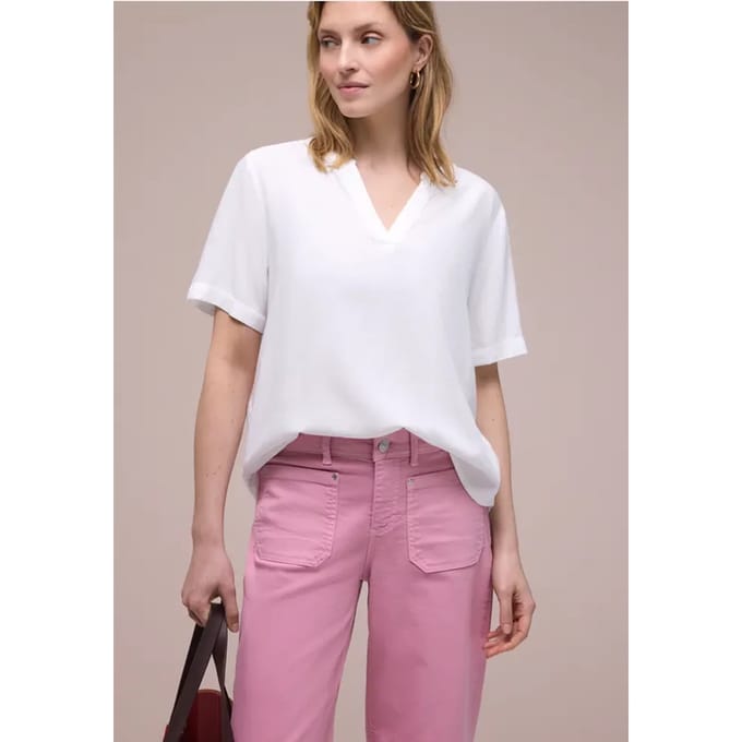 Blouse met gespleten hals en omslag