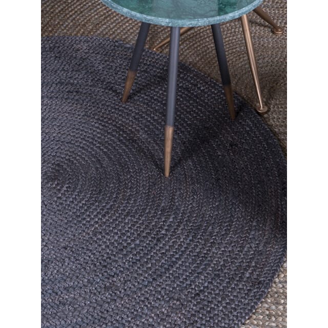 Vloerkleed Jute Rond Antraciet ø200 cm - Jute Vloerkleed – Natuurlijk Design