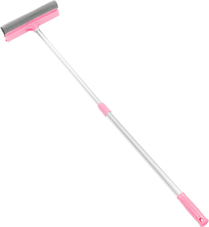 Raamwisser Uitschuifbaar - Dubbelzijdig Schraper - Ramen Schoonmaken - Stabiele Handgreep - 81 cm - Roze