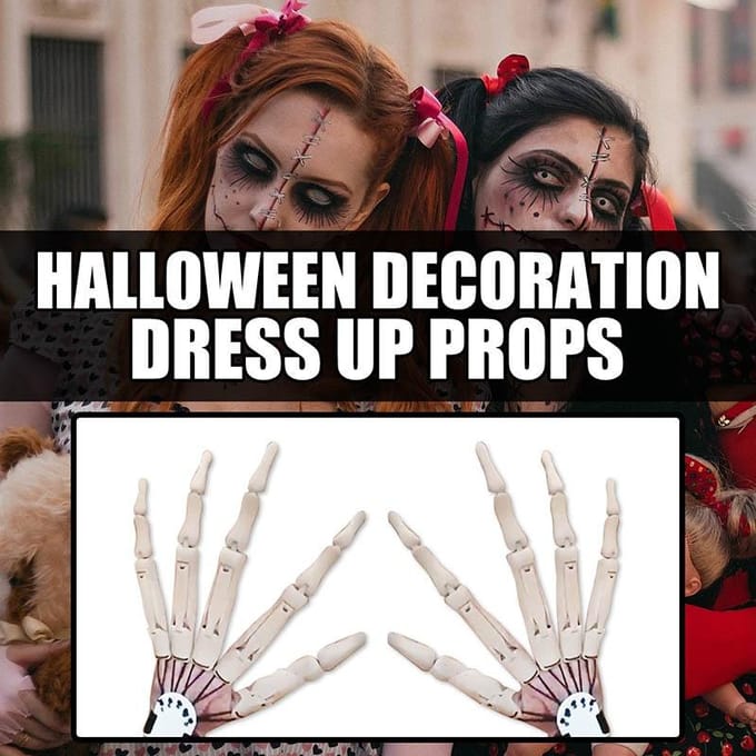 1 Paar Halloween Gelede Vingerhandschoenen met Flexibel Gewricht Halloween Feest Jurk Cosplay Kostuum Requisieten 1 left hand wit