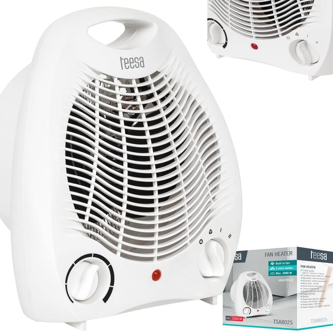 Teesa TSA8025 - Ventilatorkachel, warme en koude lucht, 3 standen, wit