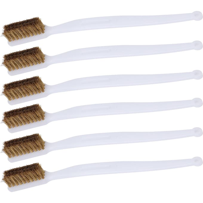 6 stuks Printer Reiniging Stalen Draadborstel Plastic Handvat Roestverwijdering Draadborstel Accessoire white