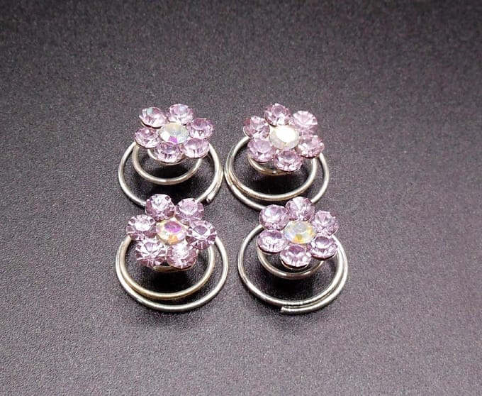 Curlies lichtpaarse bloem 6 blad strass