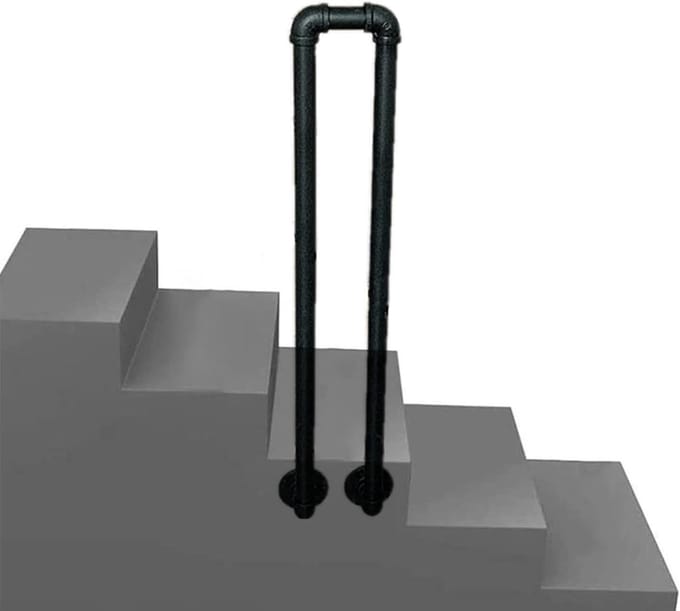 Antislip Leuning - Buitensteunen Trap - Veiligheid Buiten - U-vorm - 90cm - Mat Zwart