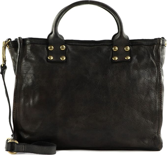 CAMPOMAGGI Leren Schoudertas Handtas Shopping Bag Grigio Donkergrijs