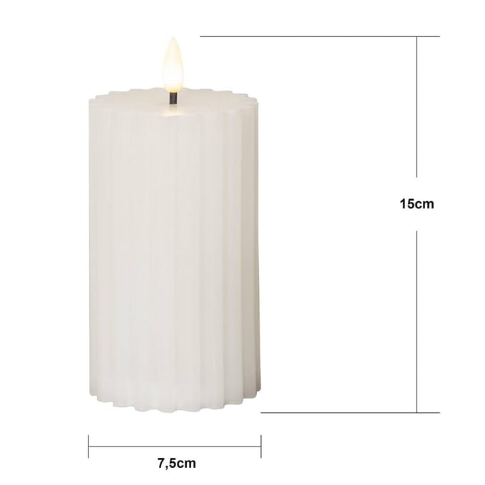 Star Trading LED-kaars van echte was 'Flame Stripe', flikkerend, wit, 15cm