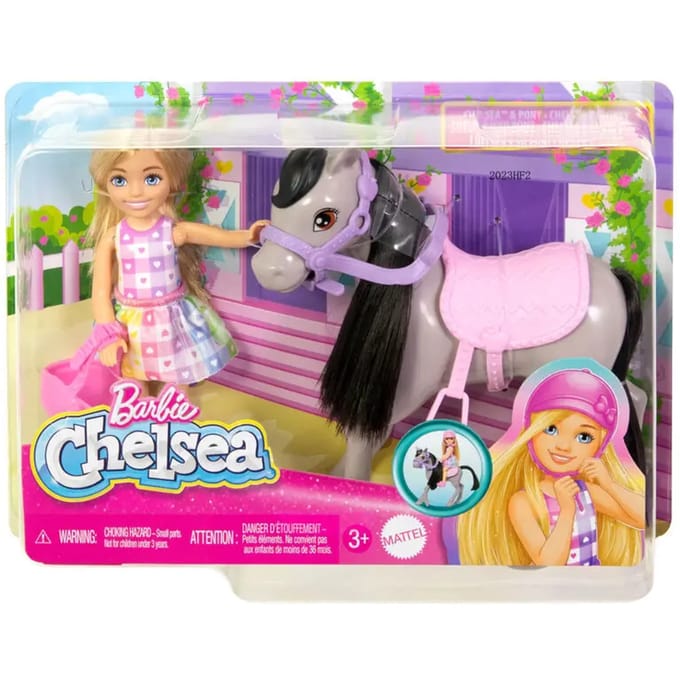 Barbie Chelsea Met Pony - Met roze helm - 15 cm - Minipop - Barbiepop