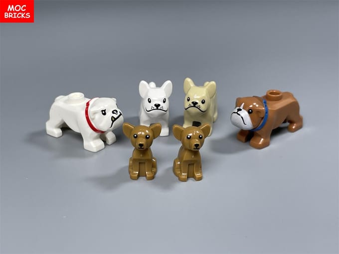 Briques MOC Série Petit Chien Chihuahua Bouledogue Français Caniche Blocs de Construction Assemblés Jouets pour Enfants Poupée
