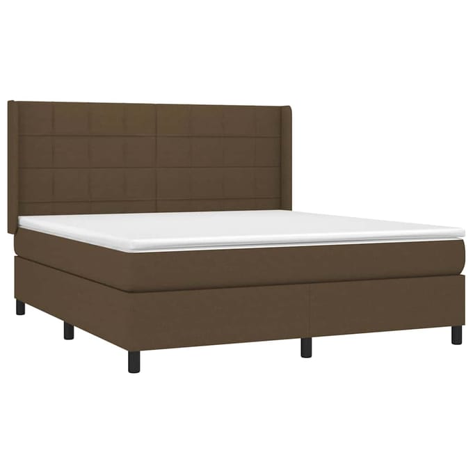 vidaXL - Boxspring - met - matras - stof - donkerbruin - 160x200 - cm