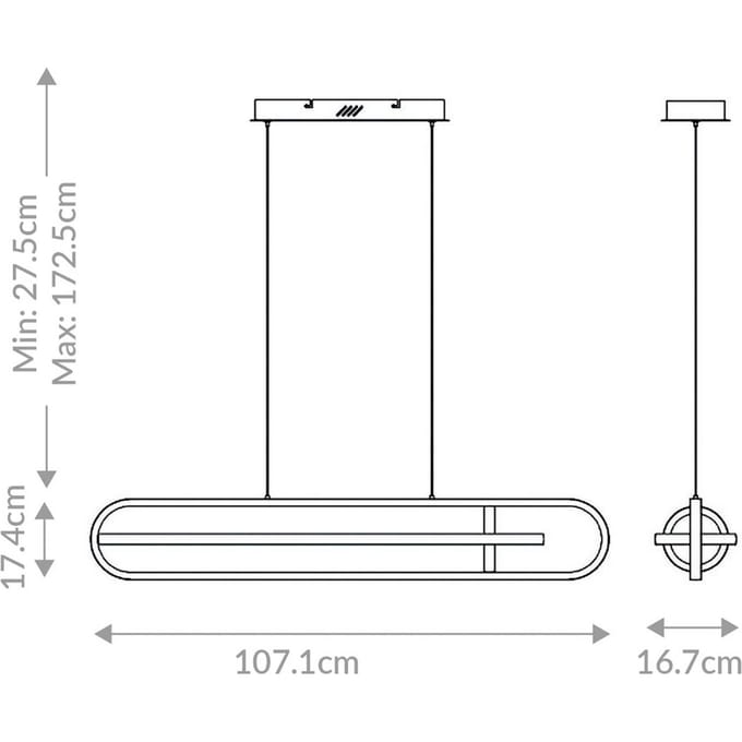 Quintiesse LED hanglamp DENMARK, matzwart, lengte 107 cm, metaal