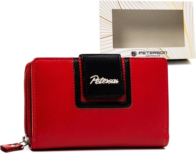 Leren portemonnee PTN KA-28-9665 Rood/Zwart