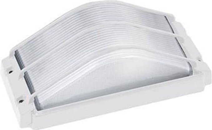 LED Tuinverlichting - Buitenlamp - Ovalis - Wand - Aluminium Mat Wit - E27 - Rechthoek