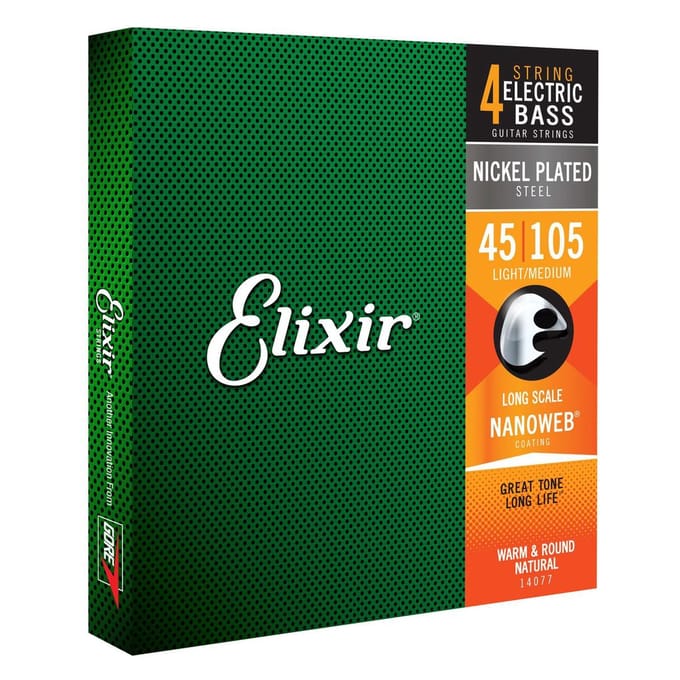 Elixir Strings NANOWEB - Basgitaarsnaren Elektrisch - Nickel Plated Steel - 4-Snarig Long Scale - Medium 45-65-85-105