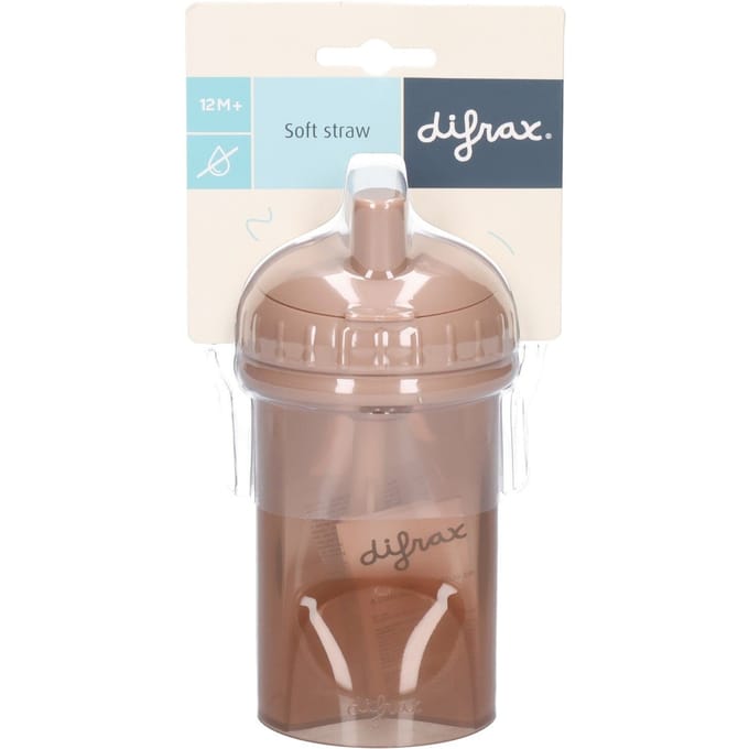 Difrax Rietjesbeker Drinkbeker - 250 ml - 12+ Maanden - Bruin - 1 stuk