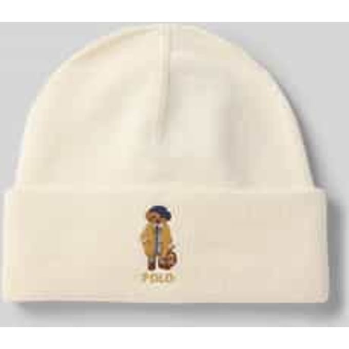 Beanie met label- en motiefstitching