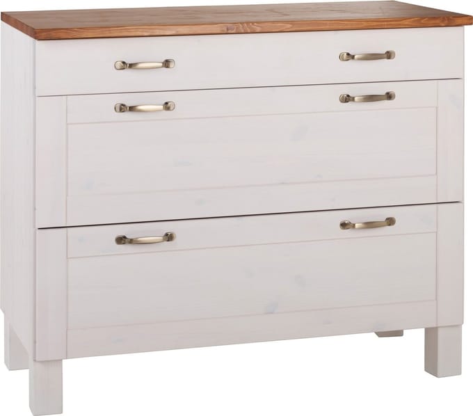 Alby Ladenkast met 3 Lades - Wit/Honingkleurig Grenen - 100 cm