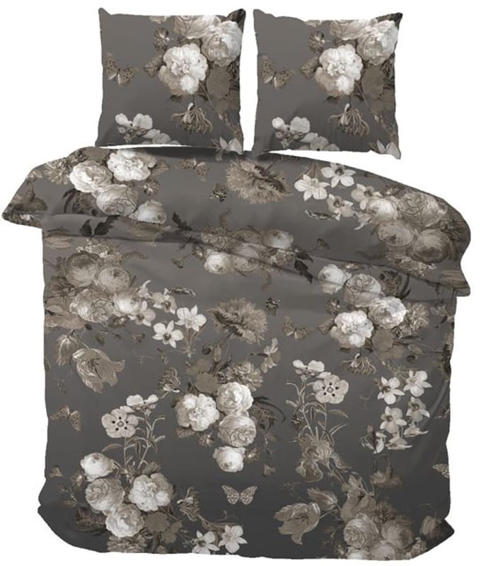iSleep Flanel Dekbedovertrek Gerrie - Eenpersoons - 140x200/220 cm - Grijs