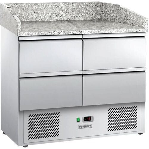 GGM Gastro Pizzakühltisch ECO - 935x700mm - mit 4 Schubladen Zilver