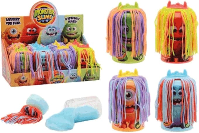 Johntoy monster putty speelgoed - 8 crazy hair monsters display.