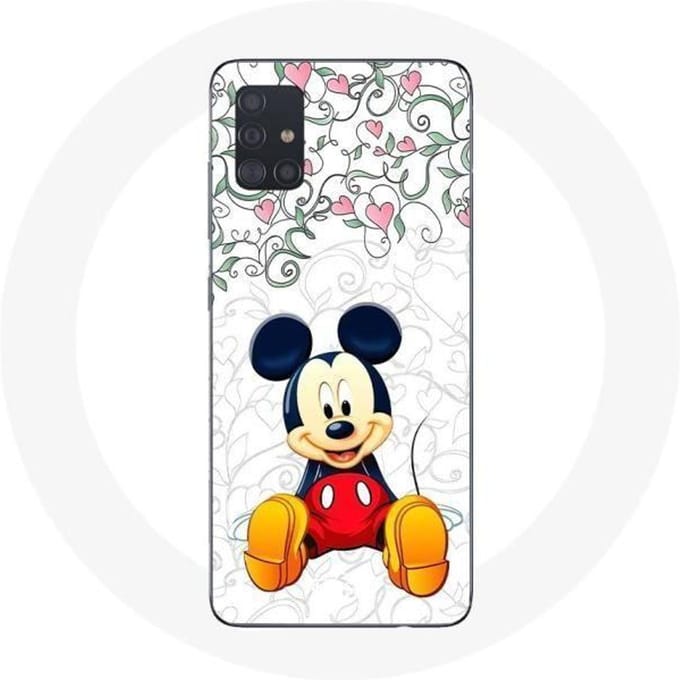 Hoesje voor Samsung Galaxy A71 Mickey Mouse Bloemen Harten