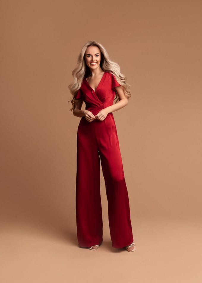 Rode gala jumpsuit – Carmina S(36)