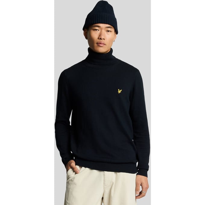 Lyle & Scott katoenen merino coltrui - marineblauw