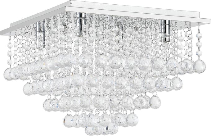 Plafondlamp Veli Prisma 28x38x38 met kristallen chroom 4xG9