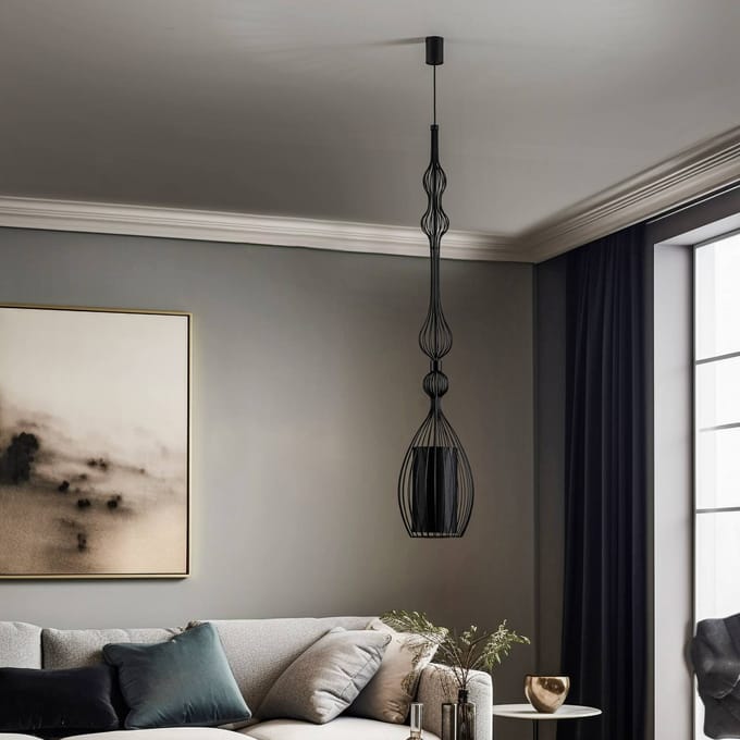 Nowodvorski Lighting Hanglamp Abi L in lange vorm, zwart