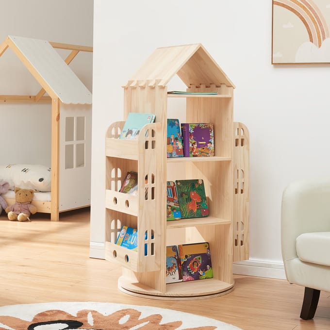 Kinderboekenkast Sanköre 122x64x43 cm naturel [en.casa]
