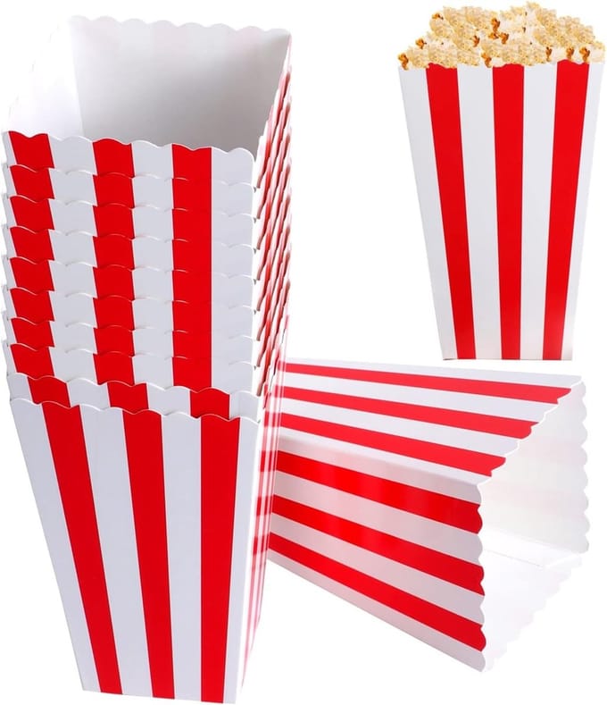 20 Stuks Popcorn Dozen - Kartonnen Snackcontainers voor Chips, Pretzels en Feestjes