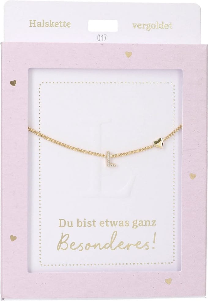 Depesche ketting goud met letter L en hartje - sieraden cadeau.