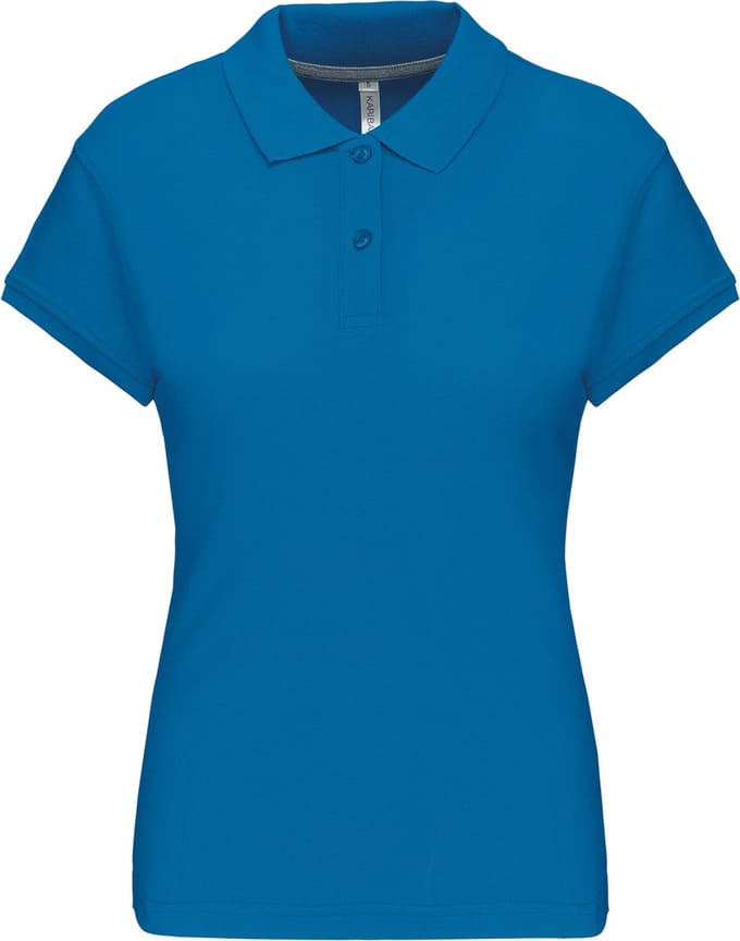 Damespolo korte mouwen met knopen merk Kariban Tropical Blue - S
