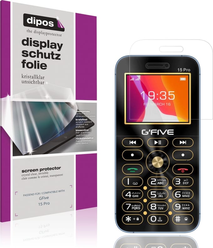 dipos – 4x Beschermfolie geschikt voor GFive 15 Pro | Krasbestendige & heldere Screenprotector Ultra-Thin