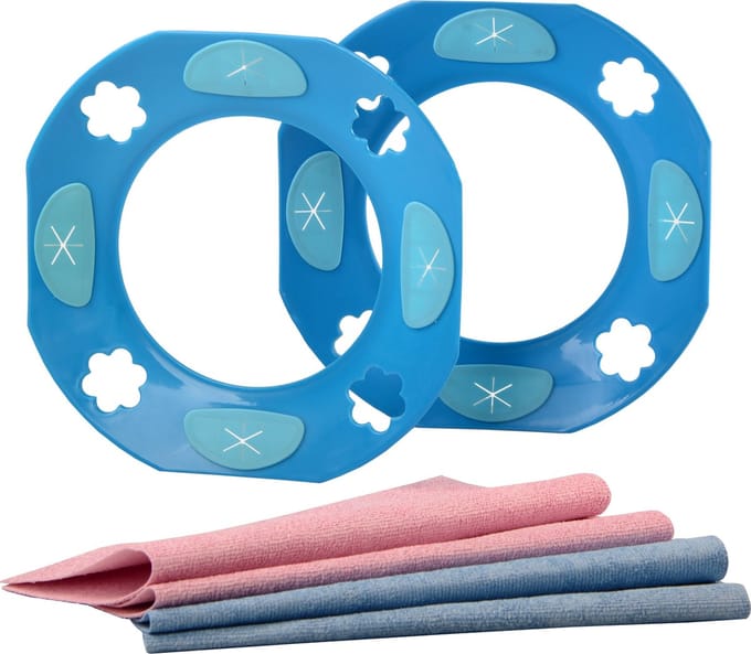 2x Washplate + 4x Microvezeldoekje Vaatwasser (Dubbele Set. blauw)