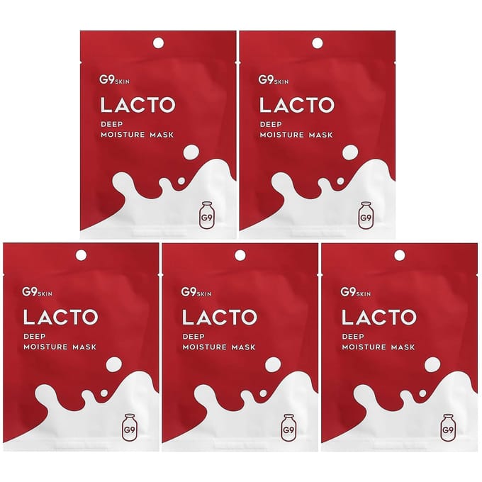 G9skin, lacto, deep moisture beauty mask, milk, 5 sheets, 22ml (0.74fl oz) per sheet white