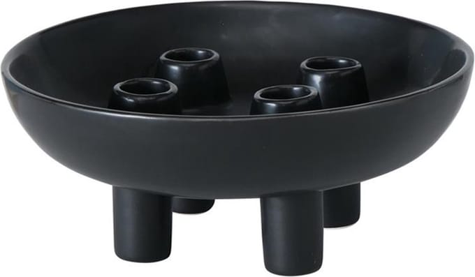 Boltze - Kaarsenhouder - Zwart - Rond 21cm - Keramiek