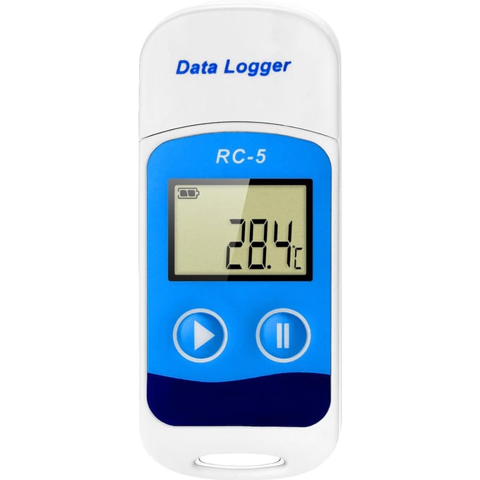 Temperatuurdatalogger Hoge nauwkeurigheid USB-datarecorder 32000 punten LCD-scherm IP67 Waterdicht white
