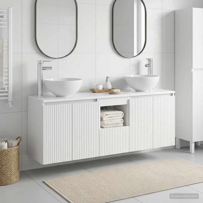vidaXL - Wandgemonteerde - badkamerkastset - 3 - st - Wit - 129 - x - 35 - x - 80 - cm